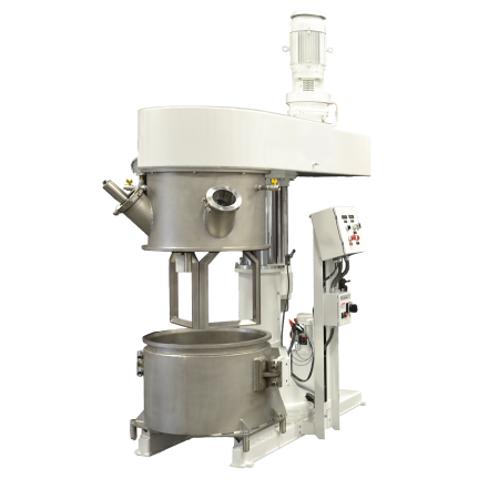 Industrial double planetary mixer ideal for high viscosity blending and mixing.
